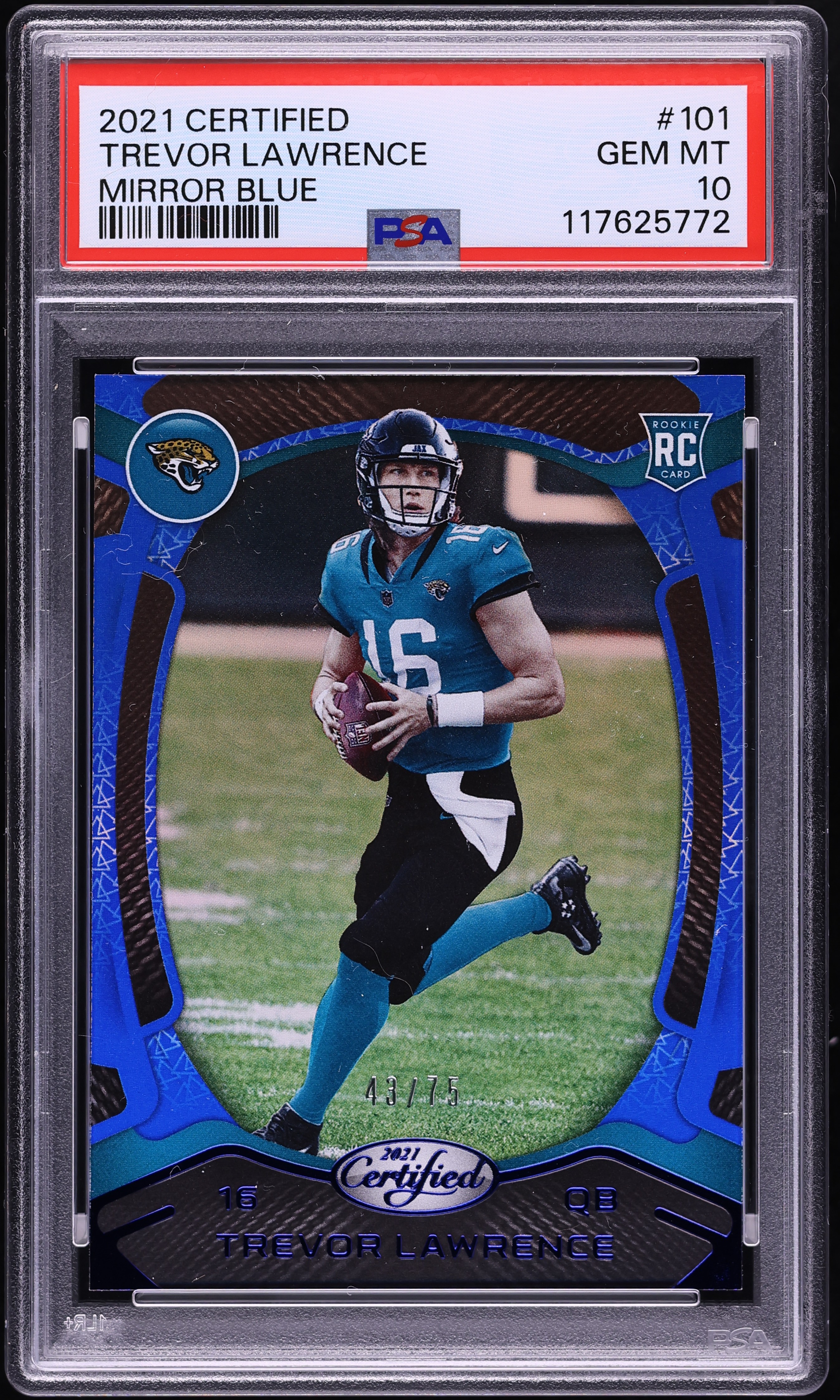 2021 Panini Certified Mirror Blue Trevor Lawrence ROOKIE /75 #101