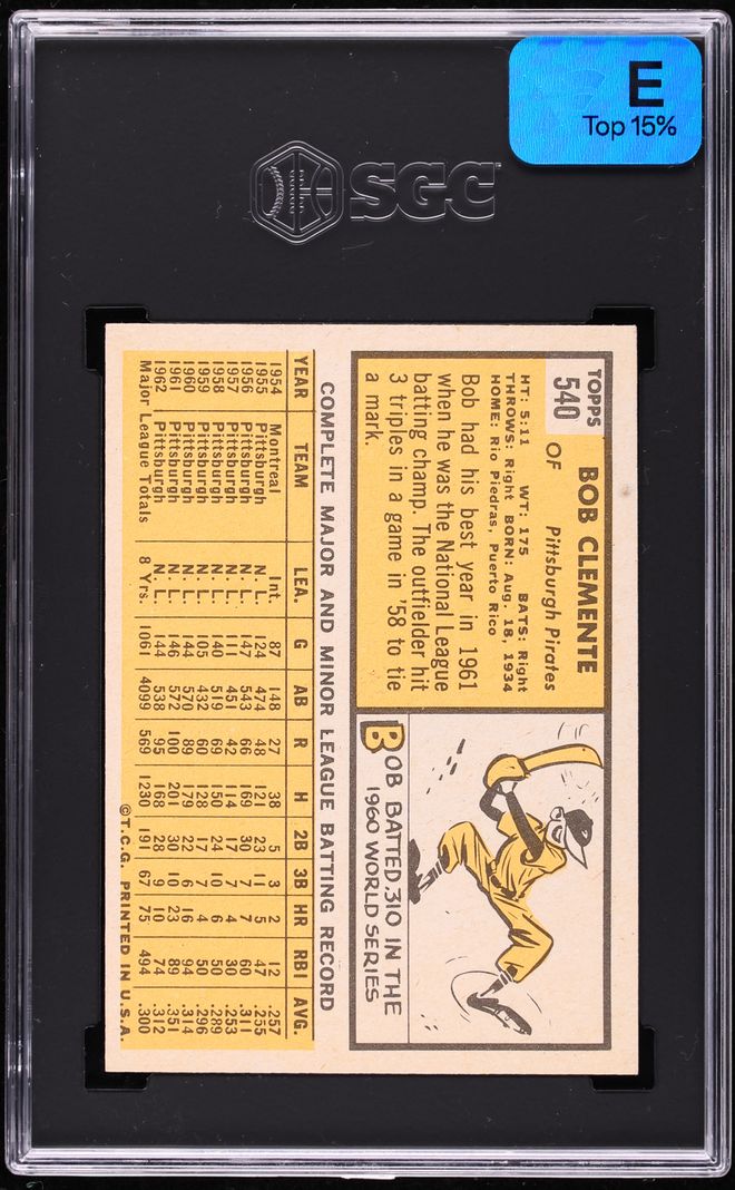 1963 Topps Roberto Clemente #540 SGC 6.5 EXMT+