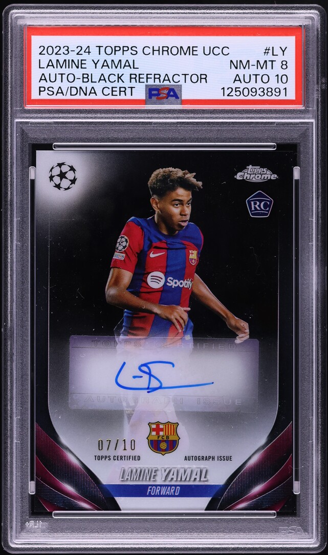 2023 Topps Chrome UCC Black Refractor Lamine Yamal ROOKIE AUTO DNA 10 /10 PSA 8
