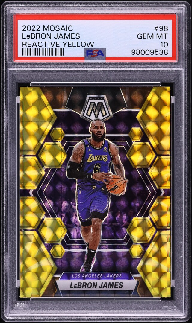 2022 Panini Mosaic Reactive Yellow LeBron James #98 PSA 10 GEM MINT