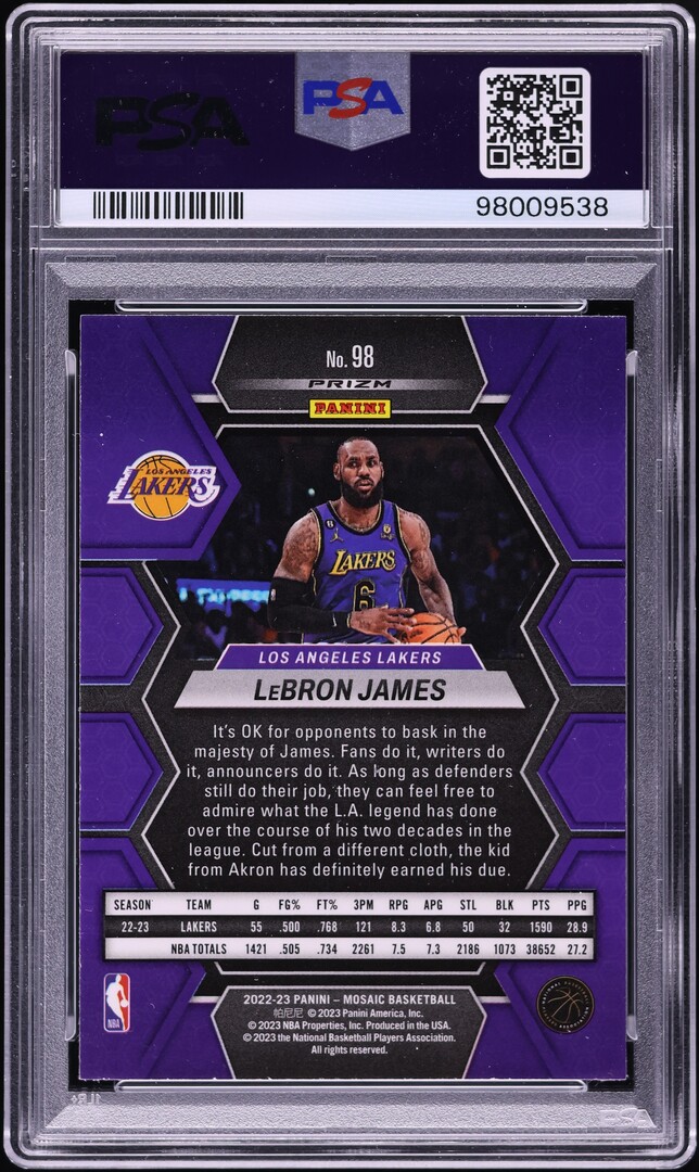 2022 Panini Mosaic Reactive Yellow LeBron James #98 PSA 10 GEM MINT