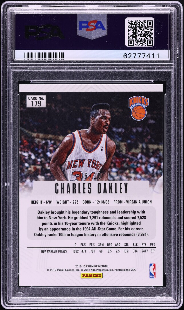 2012 Panini Prizm Gold Charles Oakley /10 #179 PSA 10 GEM MINT