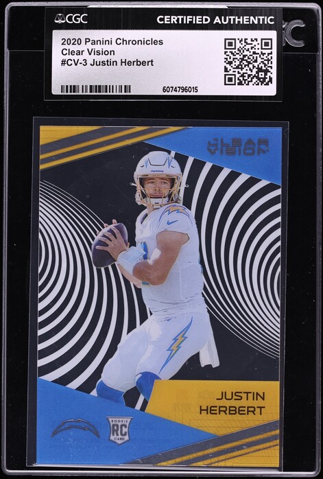 2020 Panini Chronicles Clear Vision Justin Herbert ROOKIE #CV-3 CGC AUTH