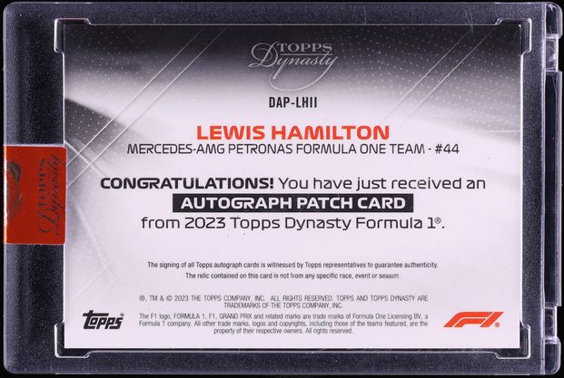 2023 Topps Dynasty Formula 1 F1 Black Lewis Hamilton PATCH AUTO 2