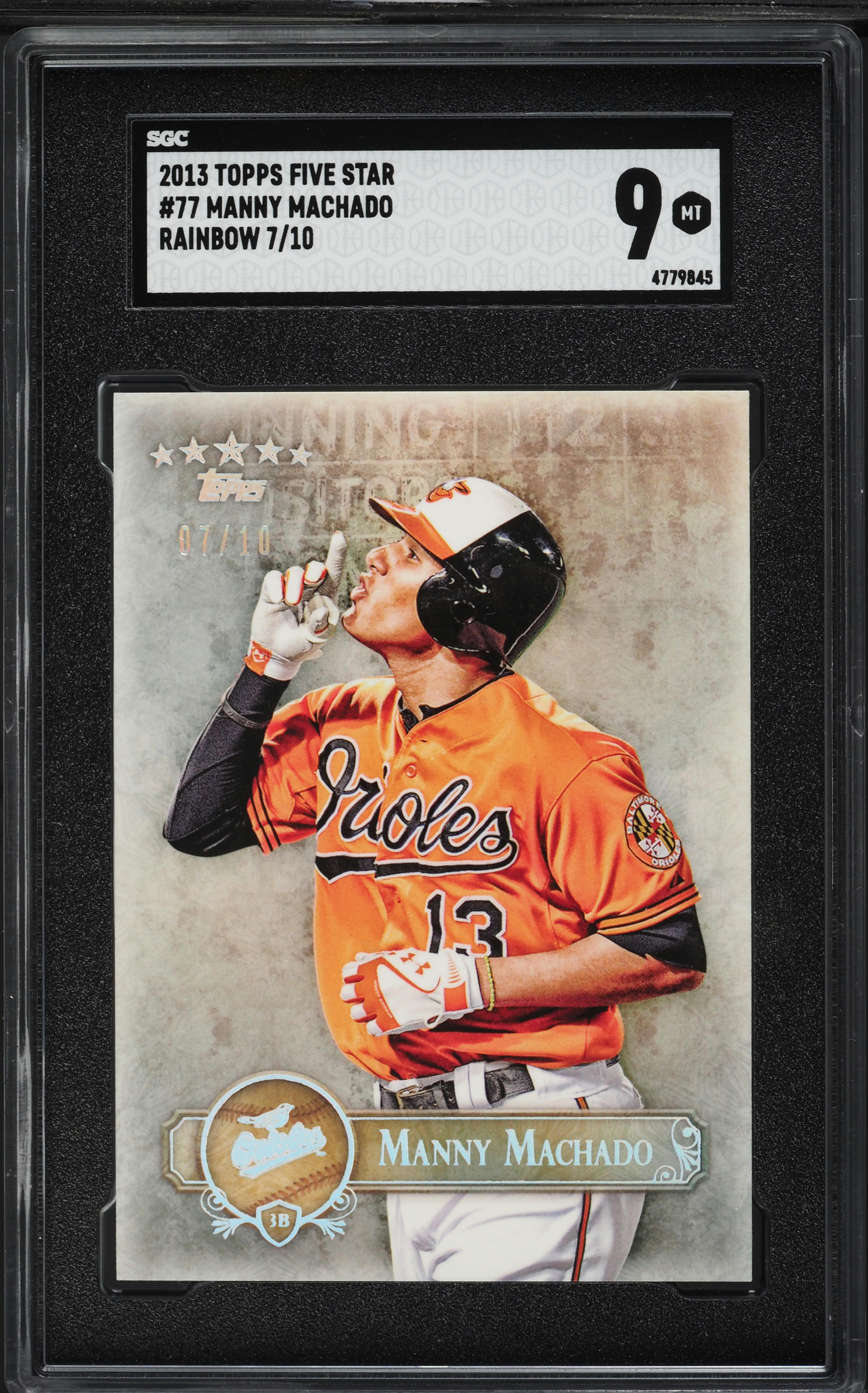 2013 Topps Five Star Rainbow Manny Machado /10 #77 SGC 9 MINT on