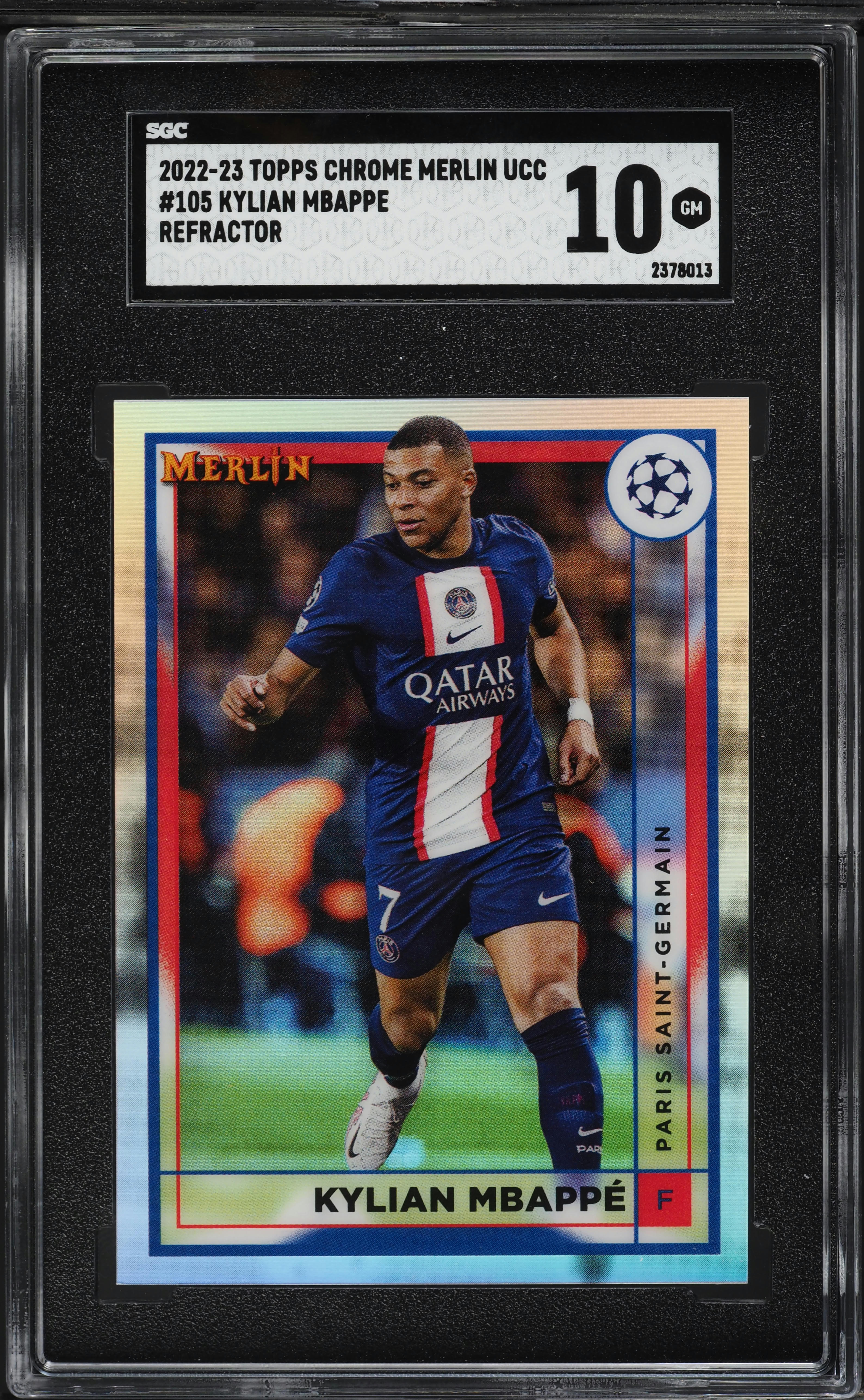 2022 Topps Chrome Merlin UCC Refractor Kylian Mbappe #105 SGC 10
