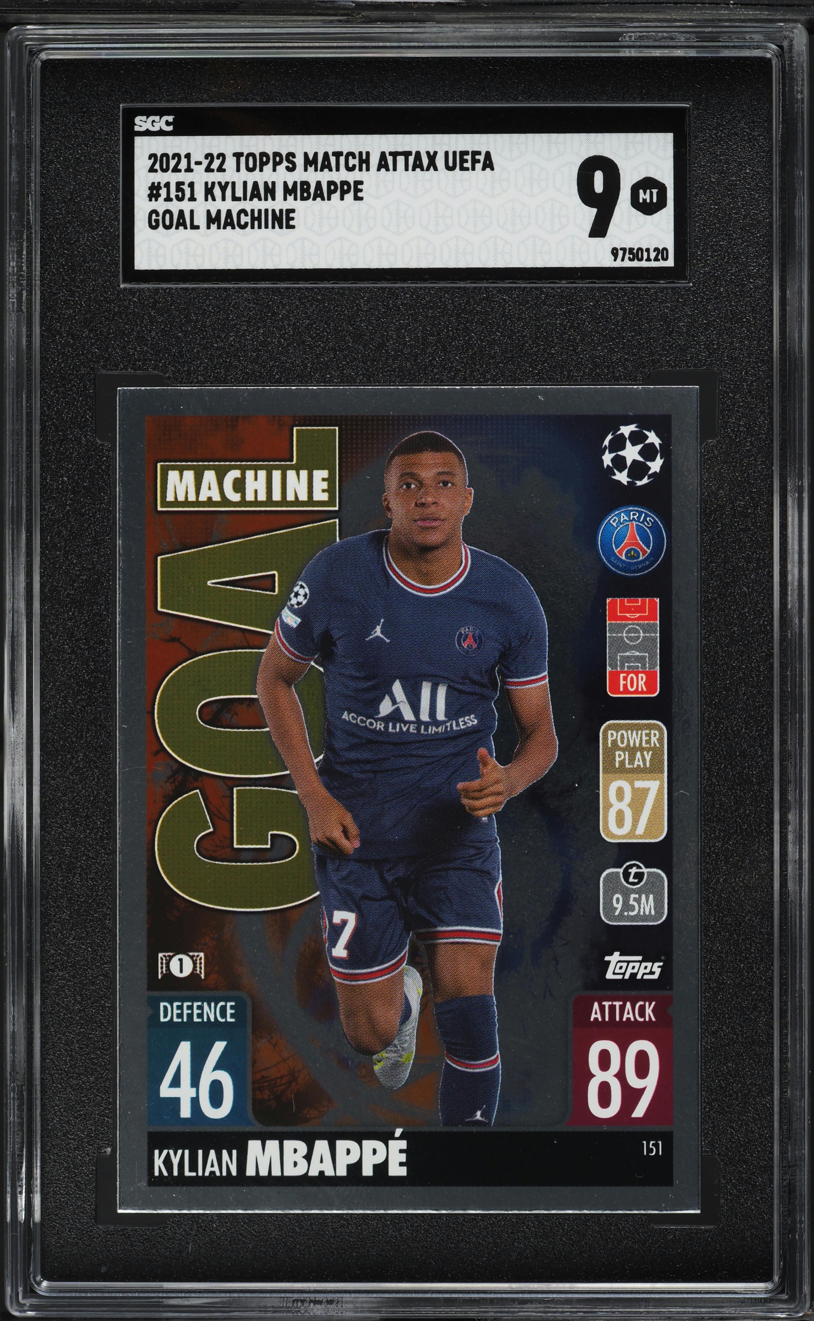 2021 Topps Match Attax UEFA Goal Machine Kylian Mbappe #151 SGC 9