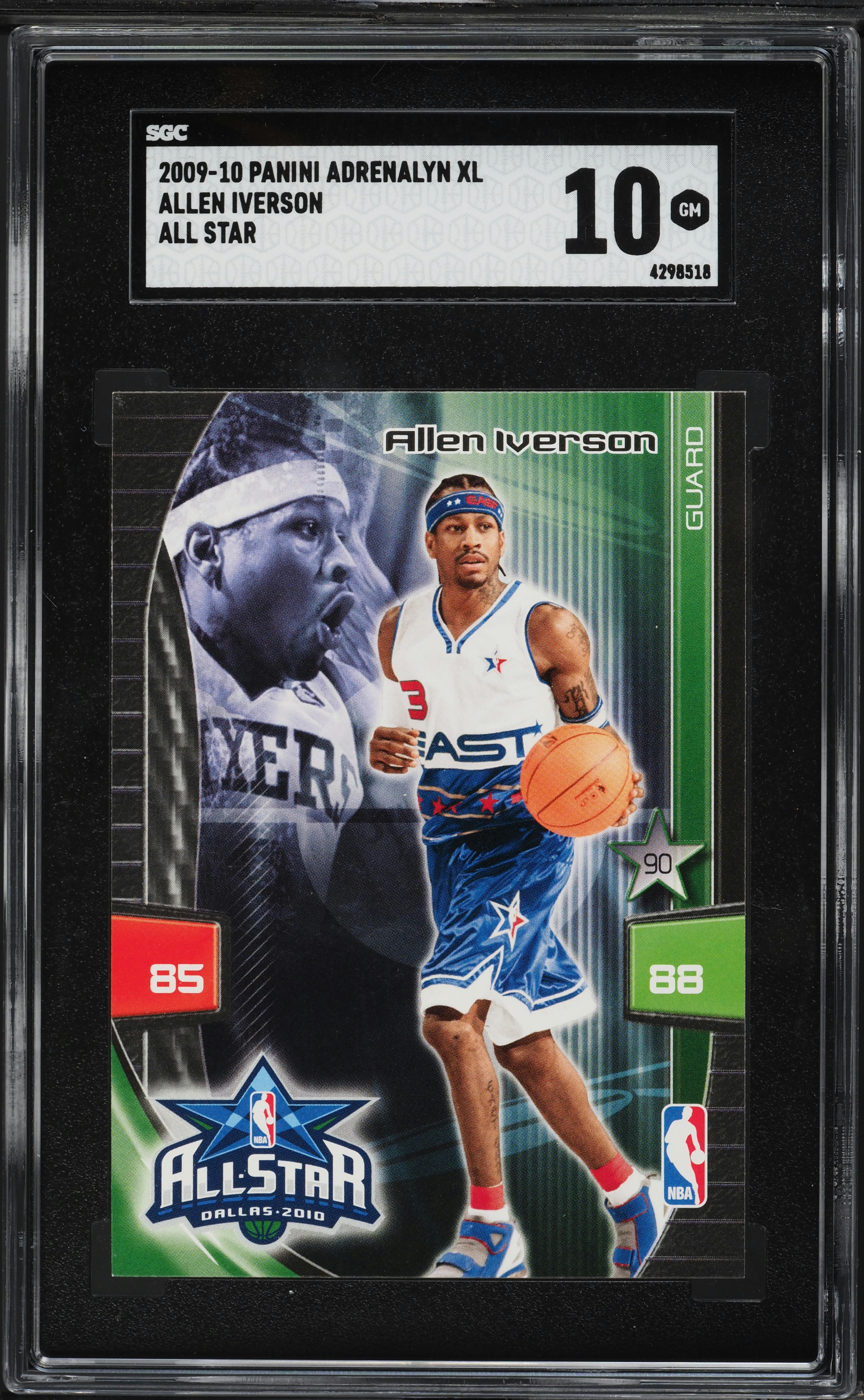 2009 Panini Adrenalyn XL All Star Allen Iverson SGC 10 GEM MINT on