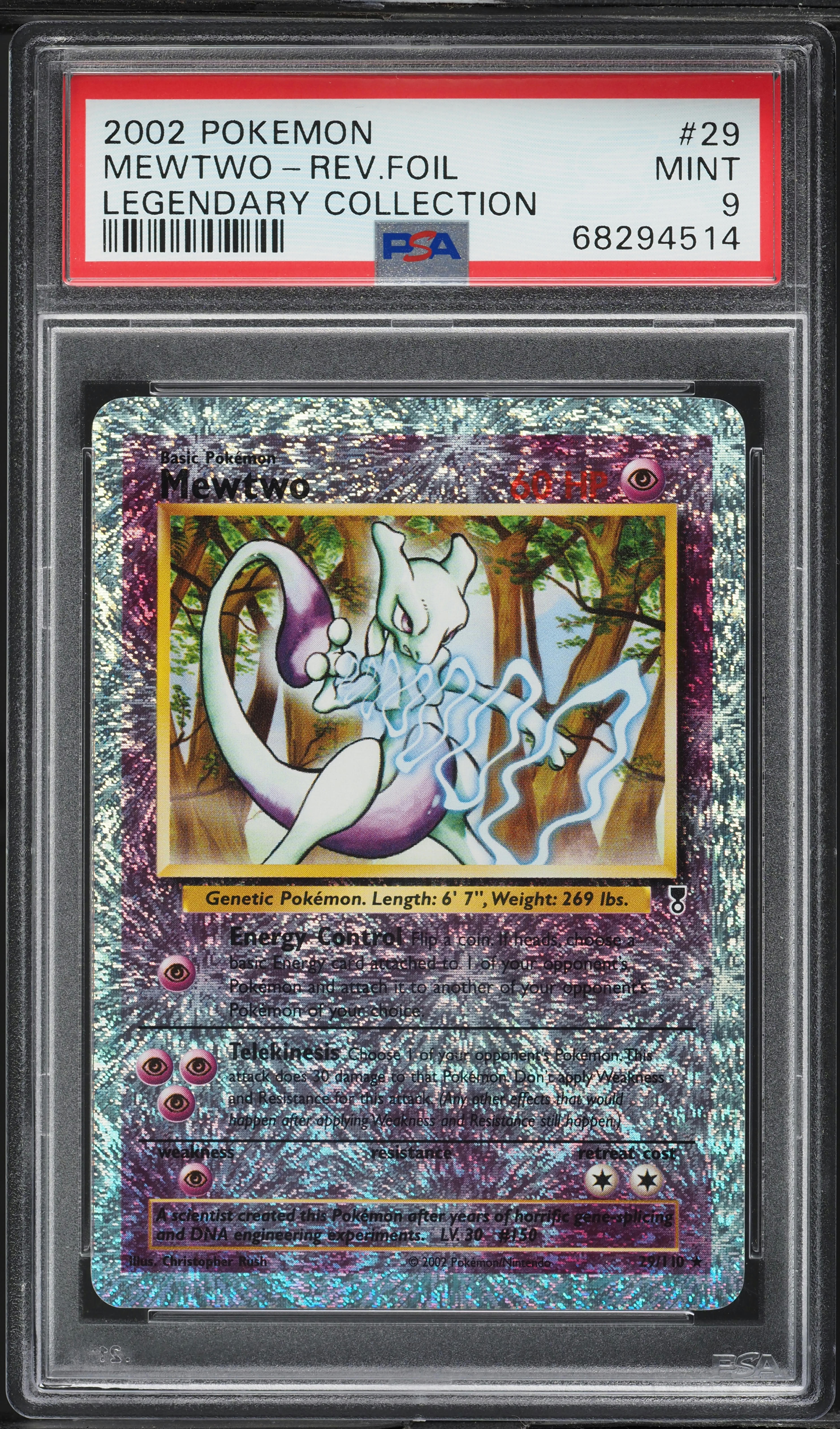 2002 Pokemon Legendary Collection Reverse Foil Mewtwo #29 PSA 9