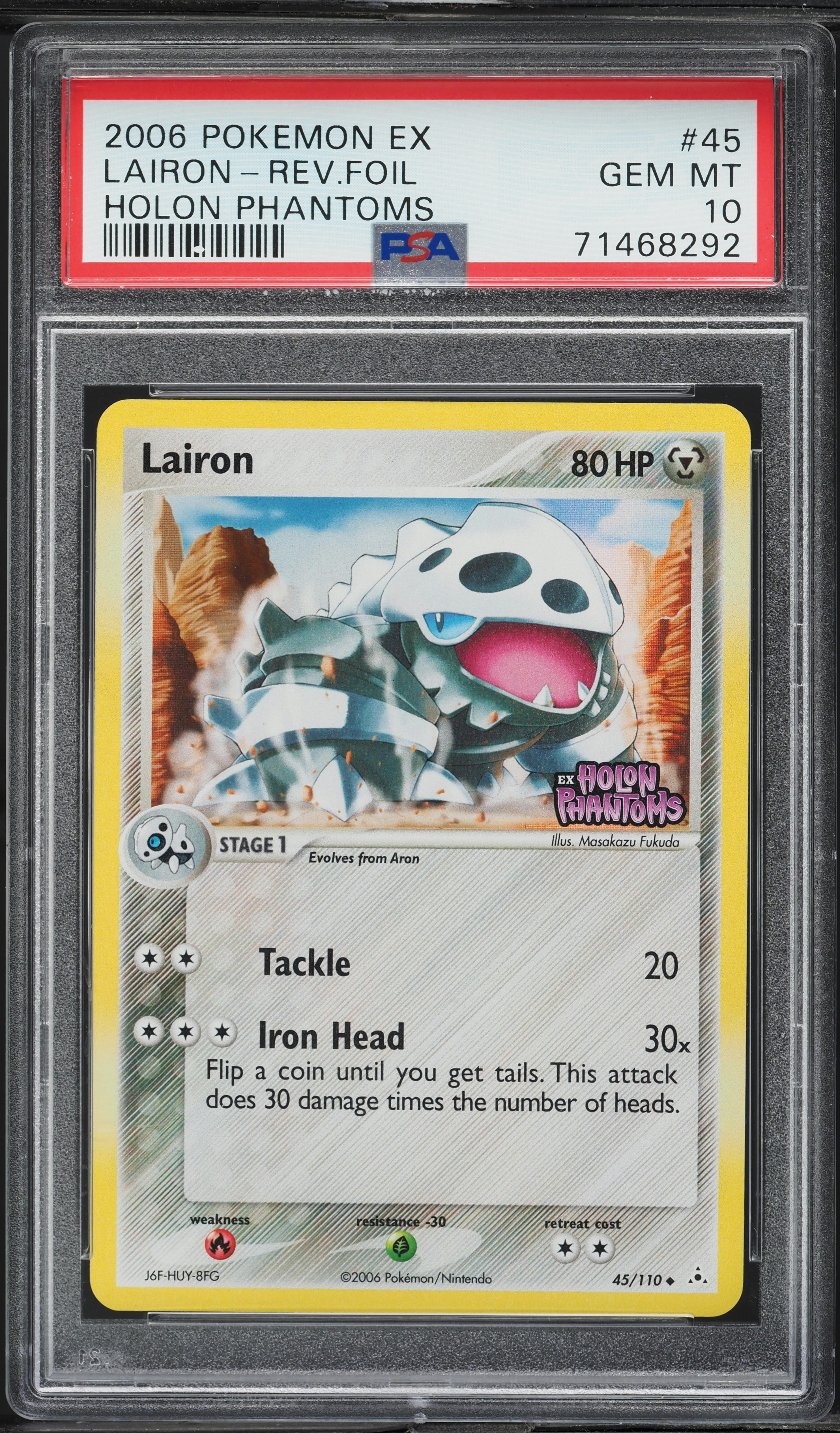 2006 Pokemon EX Holon Phantoms Reverse Holo Lairon #45 PSA 10 GEM