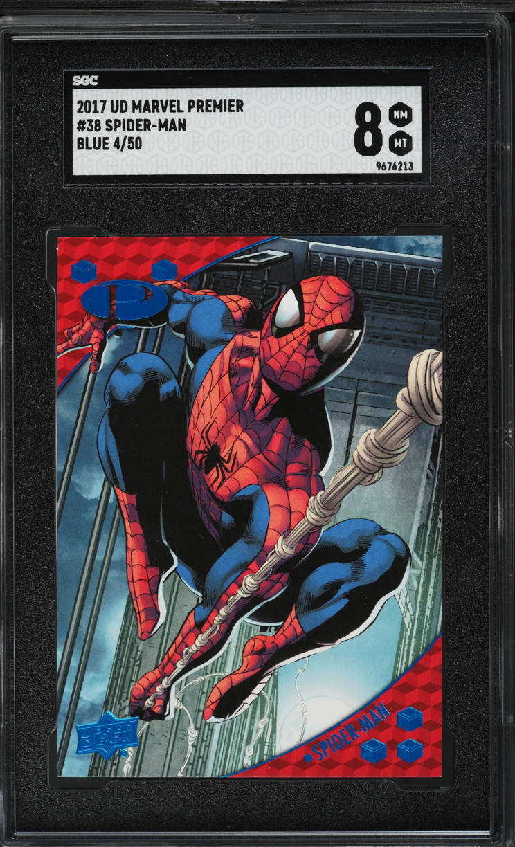 2017 Upper Deck Marvel Premier Blue Spider-Man /50 #38 SGC 8 NM-MT