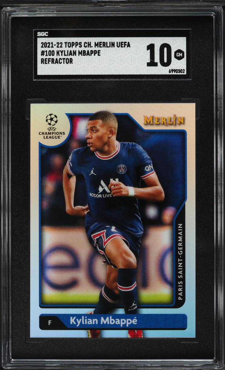 2021 Topps Chrome Merlin UEFA Refractor Kylian Mbappe #100 SGC 10