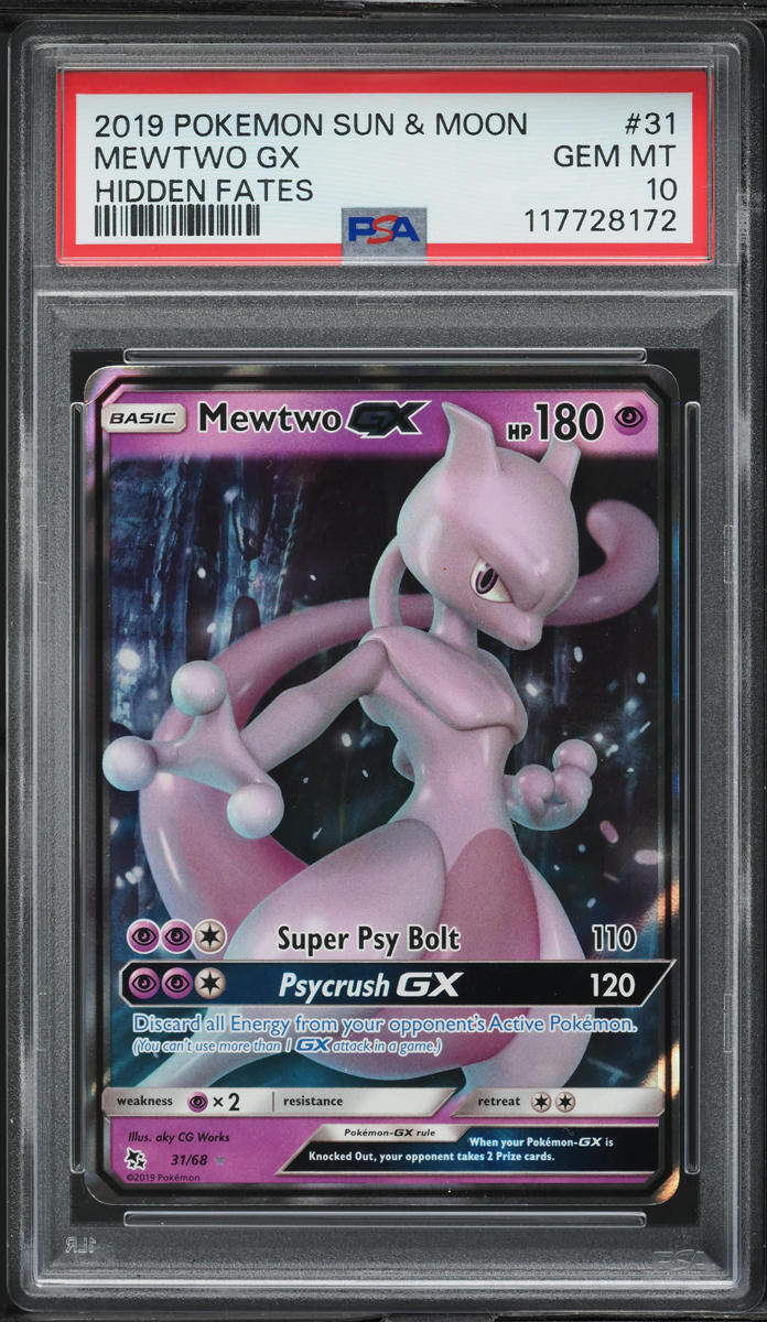 2019 Pokemon Sun & Moon Hidden Fates Mewtwo GX #31 PSA 10 GEM MINT