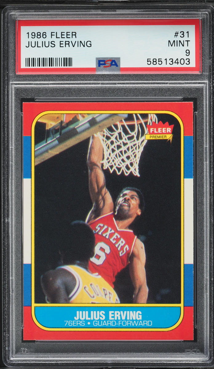 1986 Fleer Basketball Julius Erving #31 PSA 9 MINT