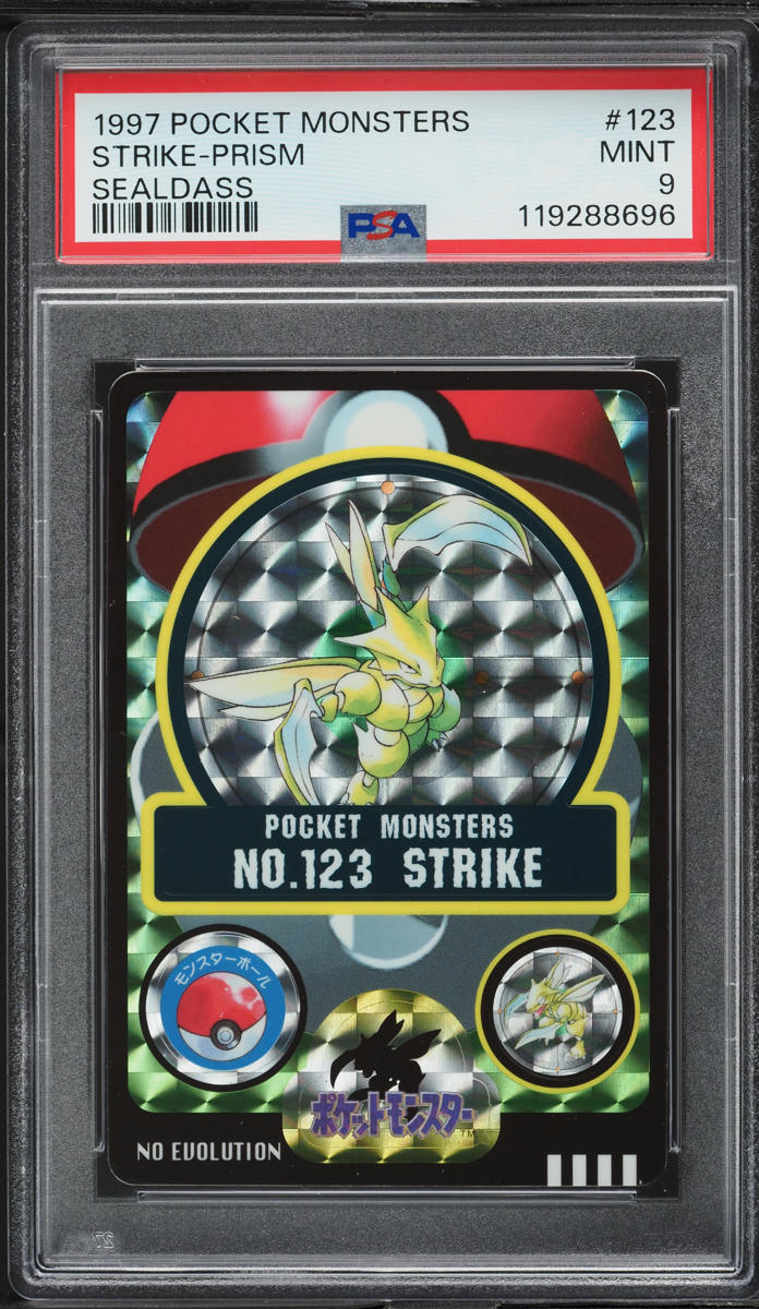 1997 Pokemon Japanese Sealdass Series 1 Prism Scyther #123 PSA 9