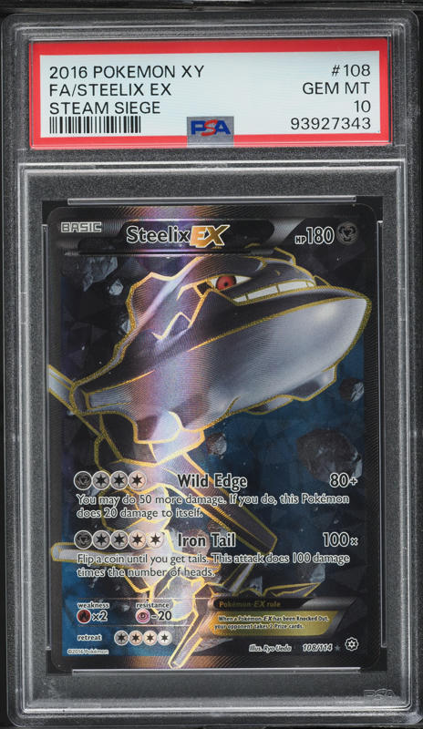 2016 Pokemon XY Steam Siege Full Art Steelix EX #108 PSA 10 GEM