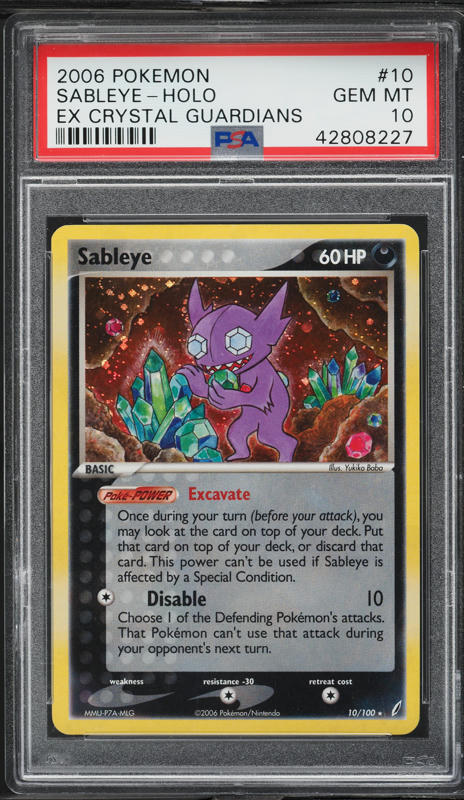 2006 Pokemon EX Crystal Guardians Holo Sableye #10 PSA 10 GEM MINT