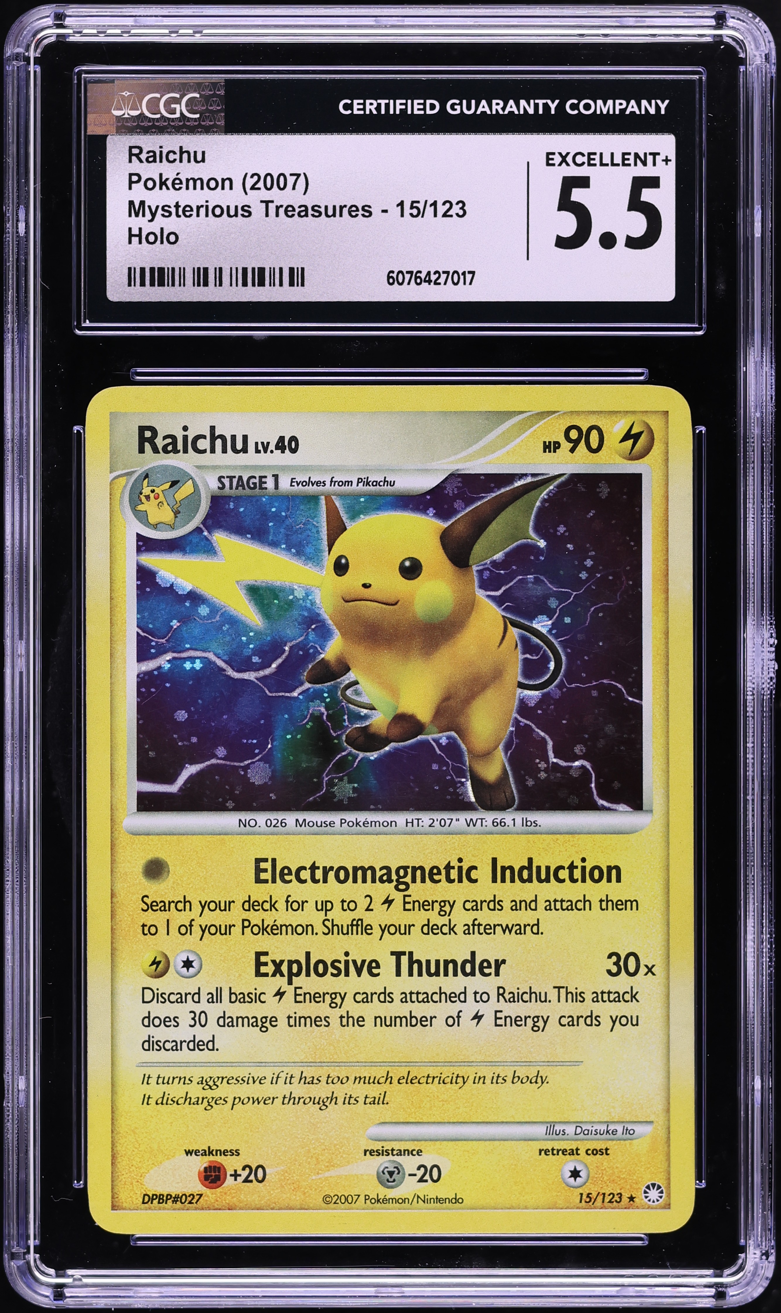 Raichu (15/123) [Diamond & Pearl: Mysterious Treasures] Lightly Played Reverse Holofoil