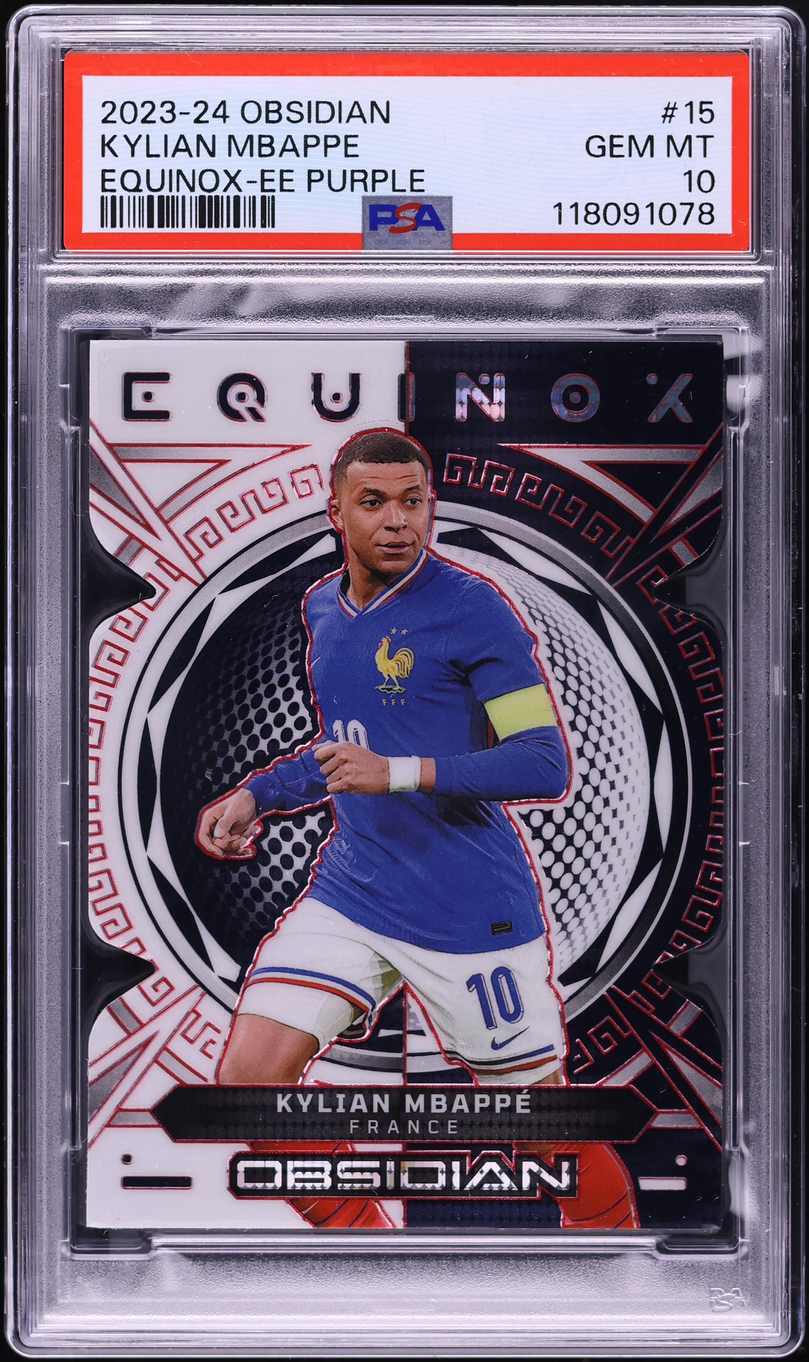 2023 Panini Obsidian Equinox EE Purple Kylian Mbappe /75 #15 PSA