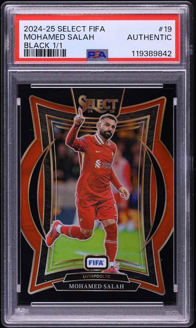 2024 Select FIFA Terrace Black Mohamed Salah 1/1 #19 PSA AUTH