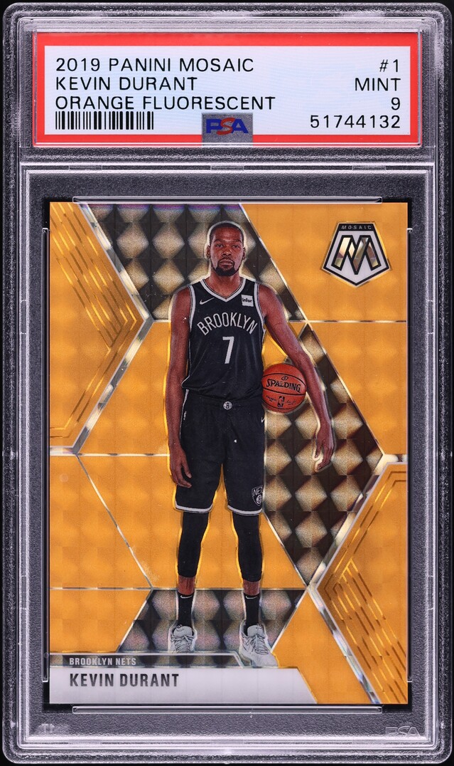 2019 Panini Mosaic Orange Fluorescent Kevin Durant /25 #1 PSA 9 MINT