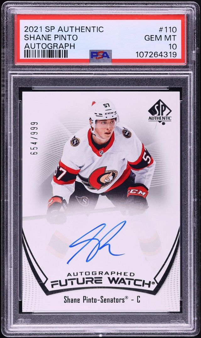 2021 SP Authentic Shane Pinto ROOKIE AUTO /999 #110 PSA 10 GEM MINT
