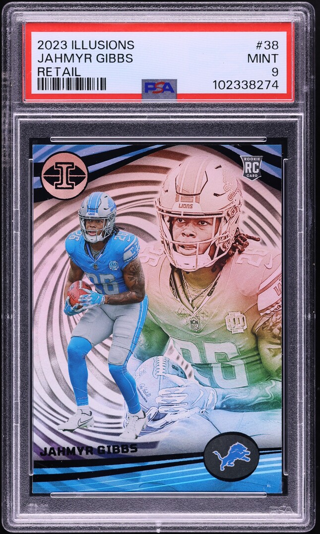 2023 Panini Illusions Retail Jahmyr Gibbs ROOKIE #38 PSA 9 MINT