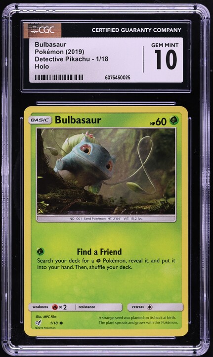 bulbasaur pokemon card detective pikachu 2019 Pokmon Holo 1/18 CGC 8.5 NM/Mint+ Oblivion Collectibles variation to centering 2019 Pokemon Sun & Moon