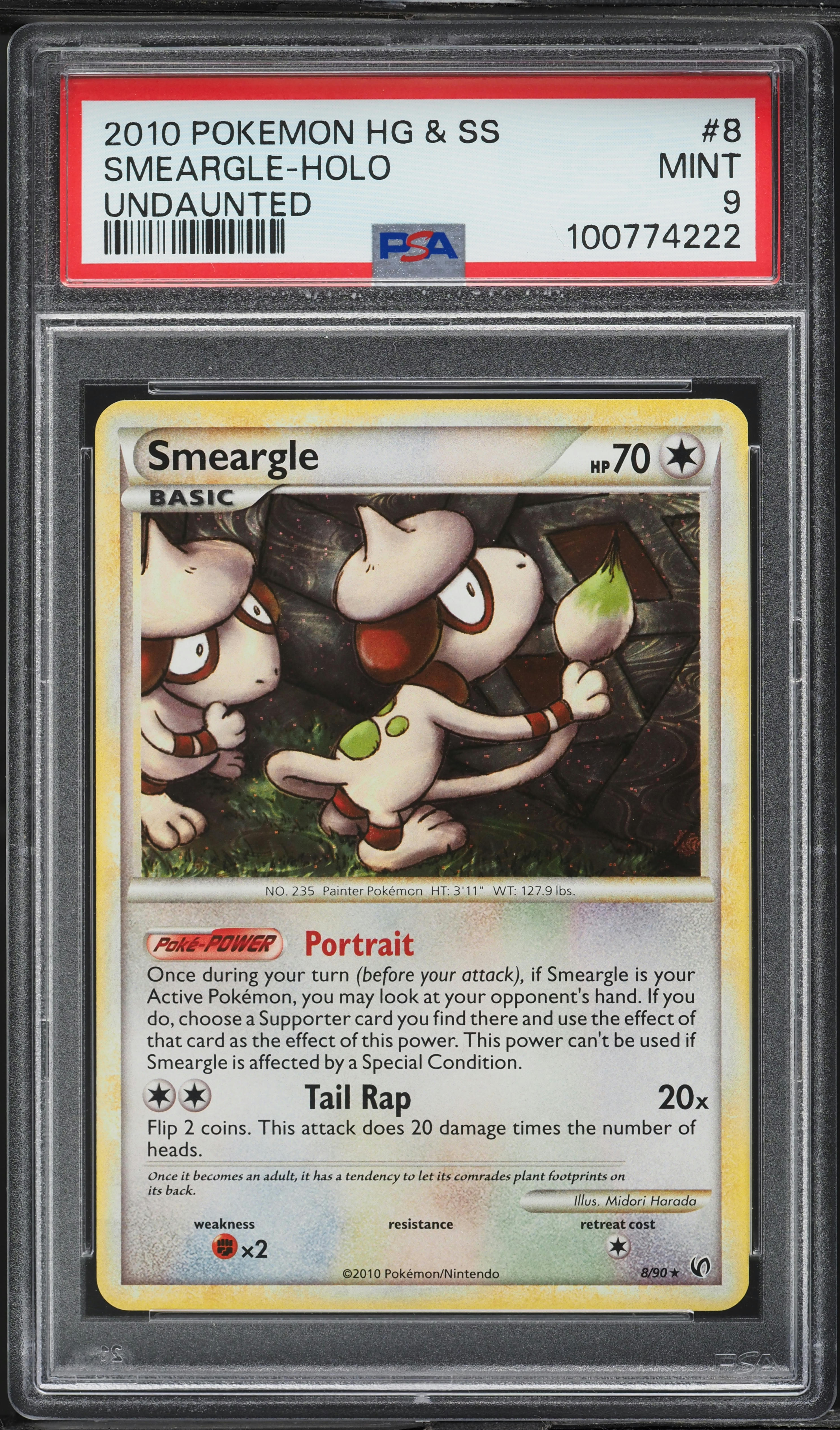 Pokemon HeartGold & Soulsilver Undaunted Rare Holo Smeargle #8 Pokemon HeartGold & Soulsilver Undaunted Rare Holo Smeargle #8