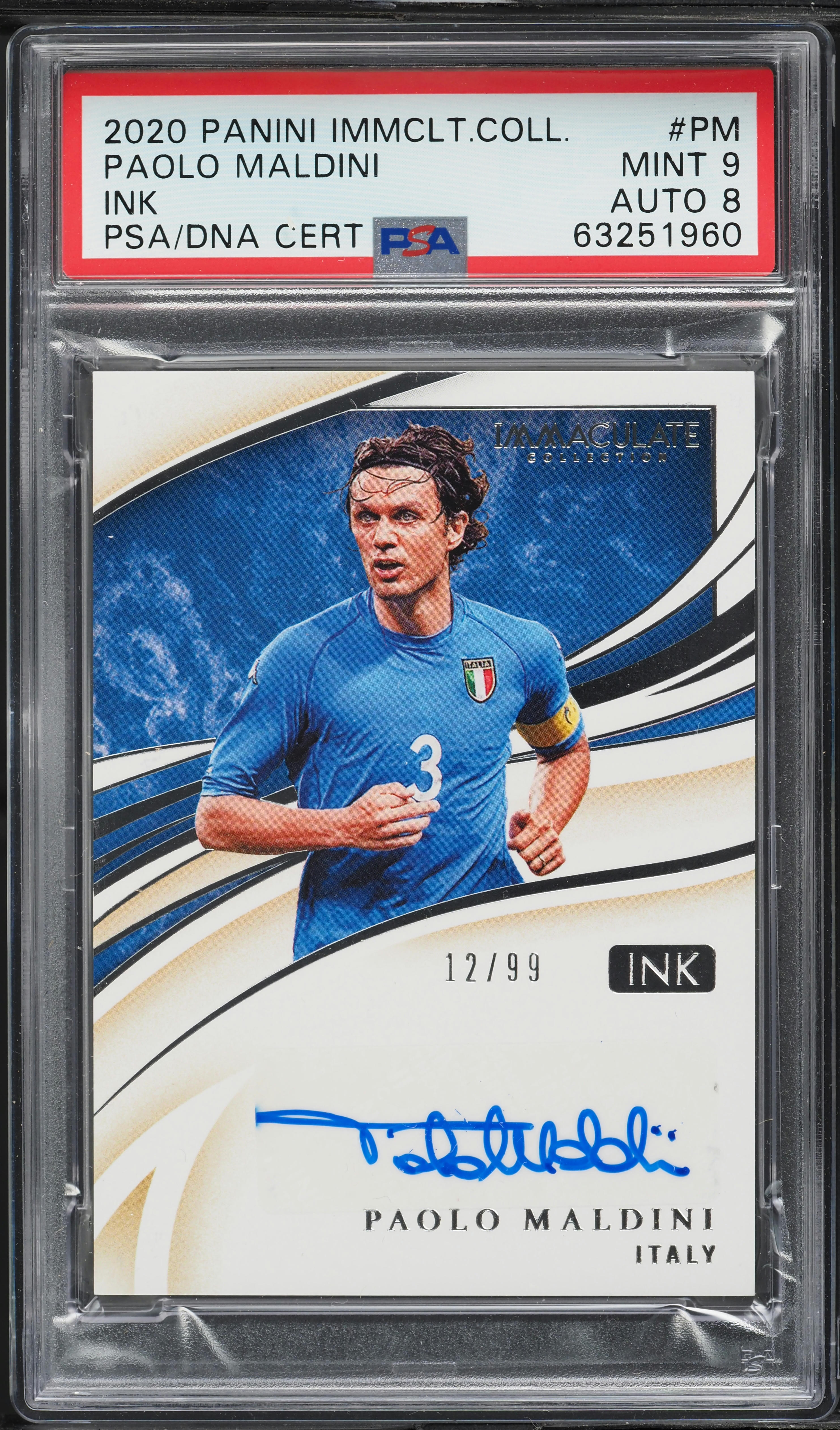 2020 Immaculate Collection Ink Paolo Maldini AUTO DNA 8 /99 #PM