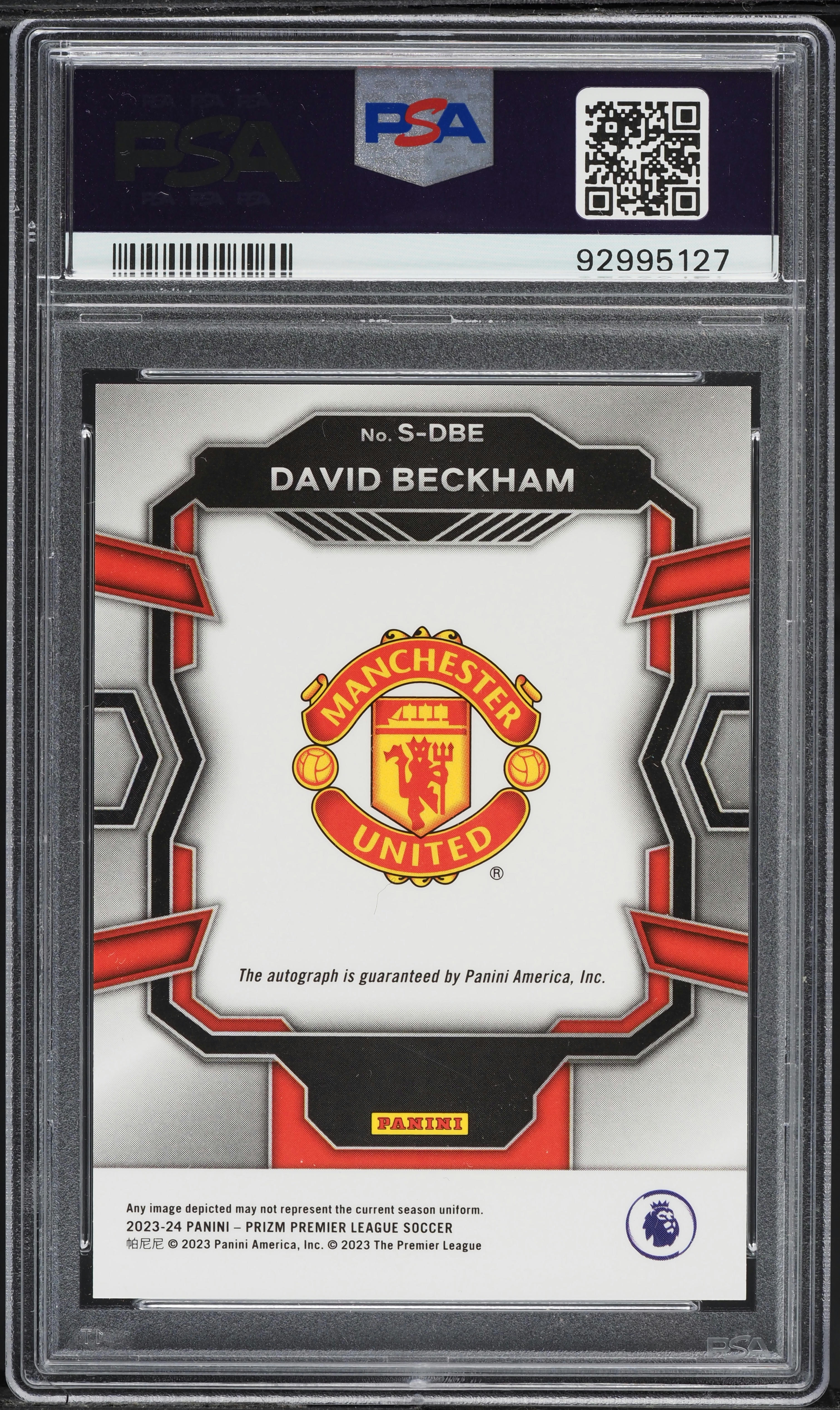 2023 Panini Prizm Premier League David Beckham AUTO #SDBE PSA 10