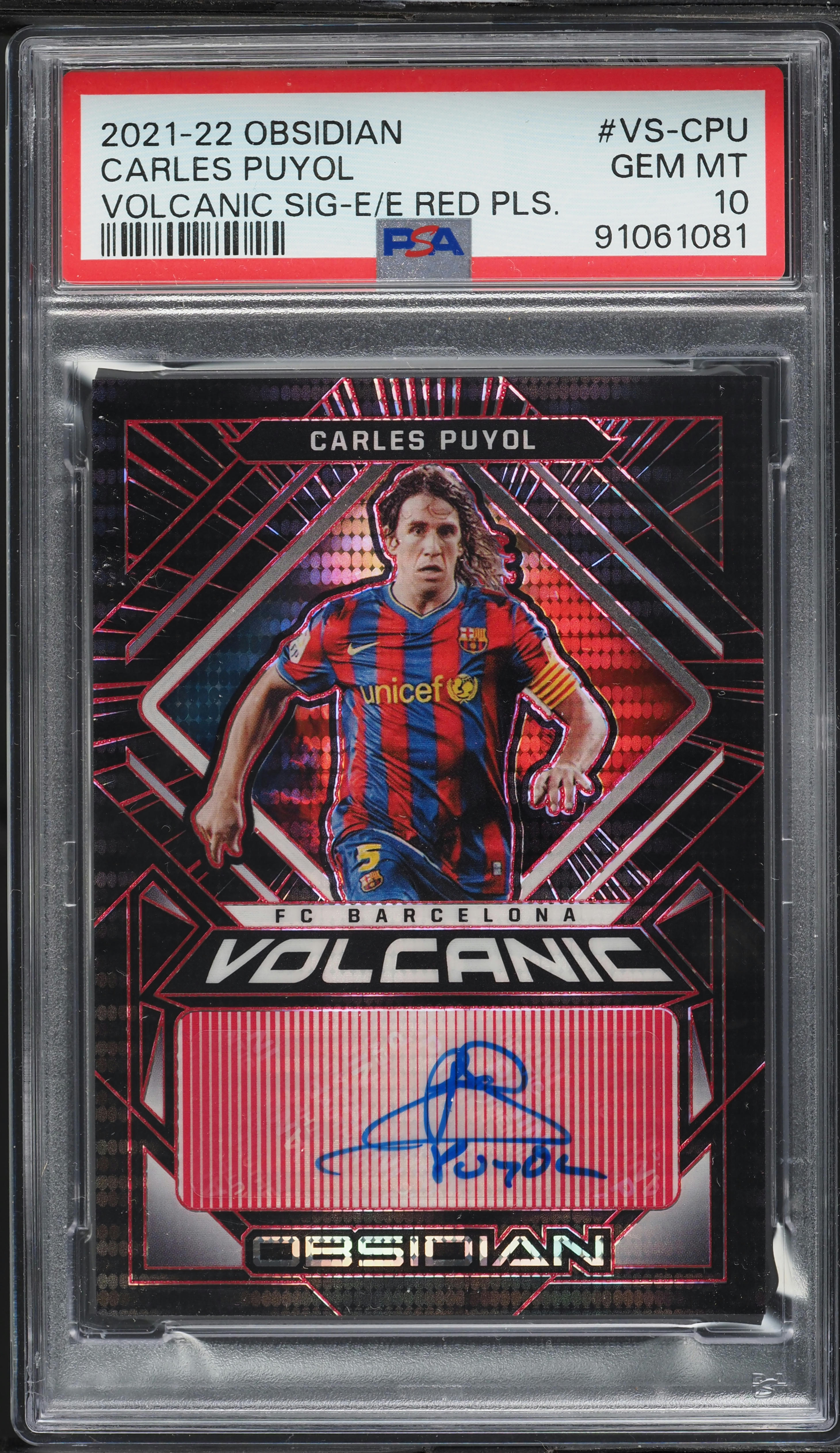 2021 Panini Obsidian Volcanic Red Pulsar Carles Puyol AUTO /44 #VS