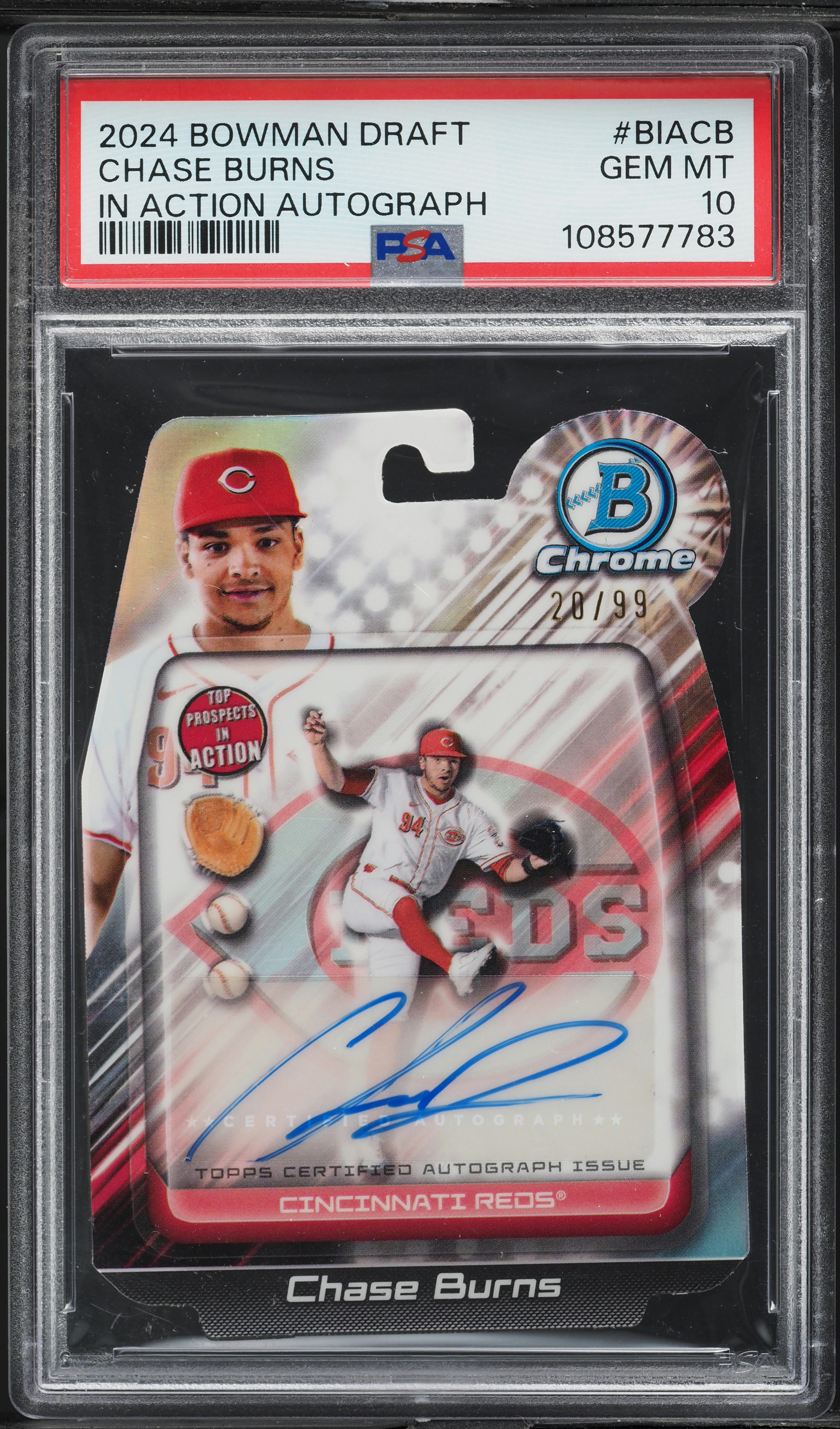 2024 Bowman Draft Bowman In Action Chase Burns PROSPECT AUTO /99 