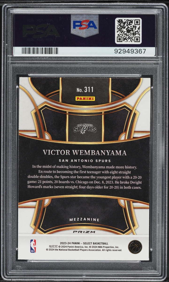 2023 Select Mezzanine Blue Cracked Ice Victor Wembanyama ROOKIE #311 PSA 10