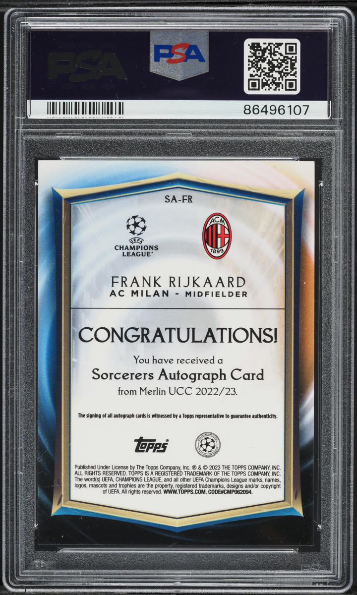 2022 Topps Chrome Merlin UEFA Sorcerers Frank Rijkaard AUTO #SA-FR PSA 9 MINT