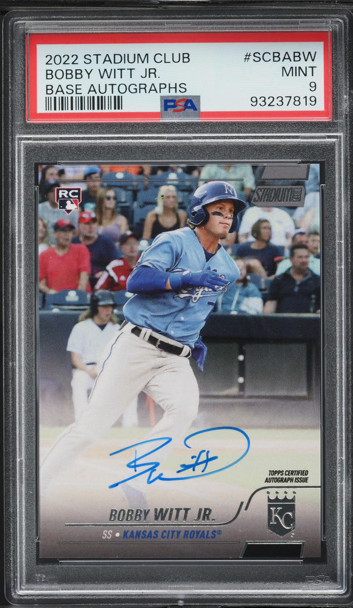 2022 Stadium Club Base Bobby Witt Jr. ROOKIE AUTO #SCBA-BW PSA 9 MINT