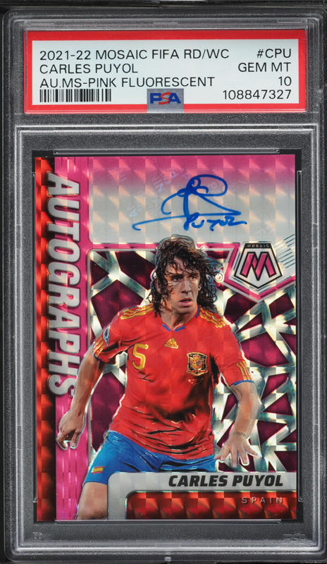 2021 Panini Mosaic FIFA World Cup Pink Fluorescent Carles Puyol