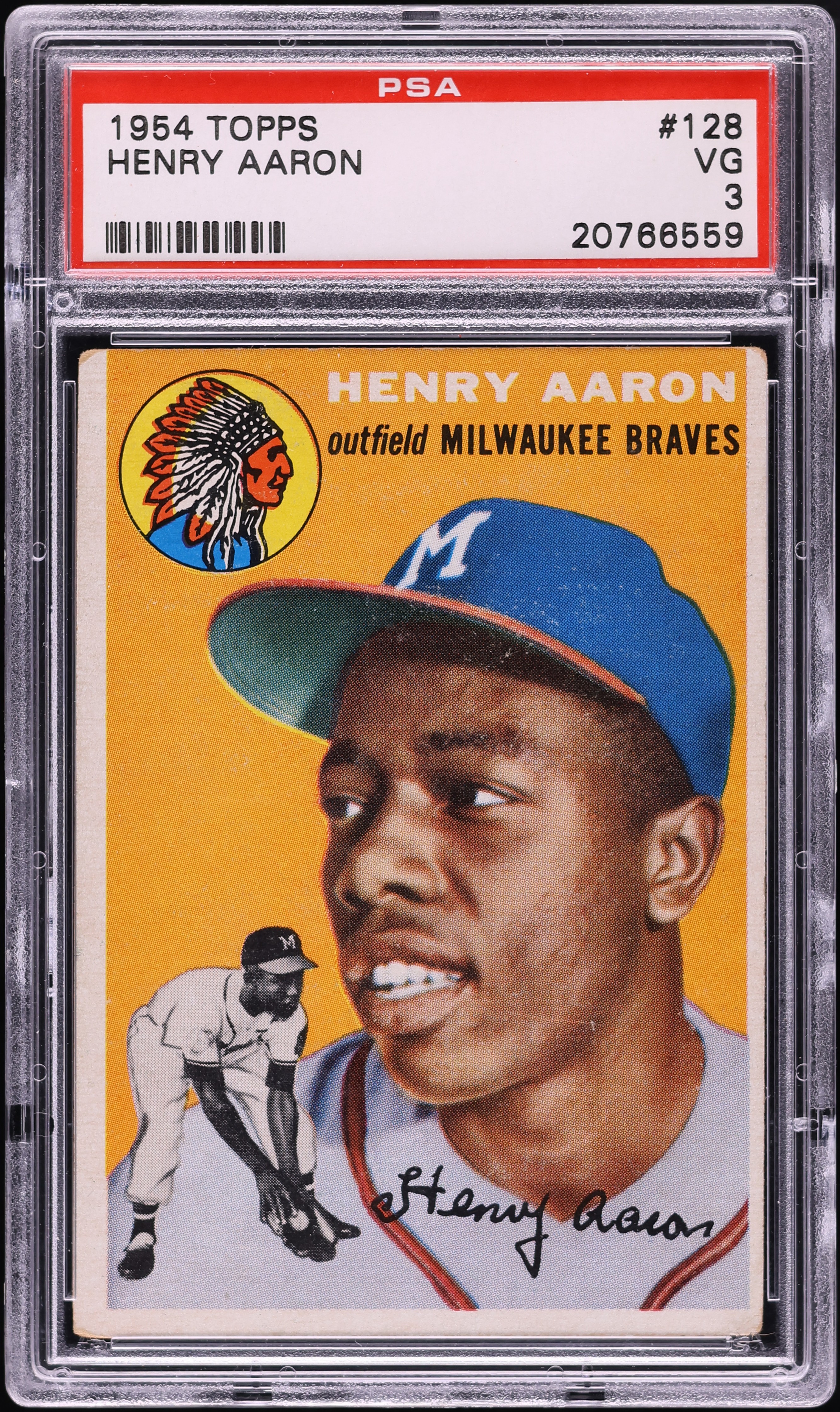 1954 Topps Hank Aaron ROOKIE #128 PSA 3 VG on Fanatics Collect