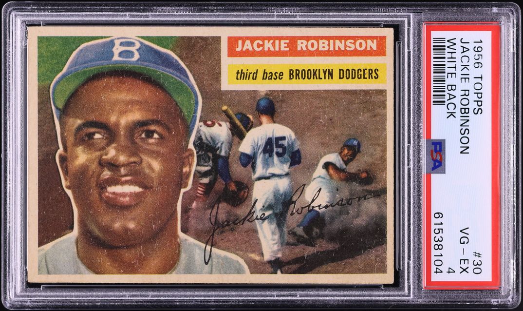 1956 Topps Jackie Robinson WHITE BACK #30 PSA 4 VGEX