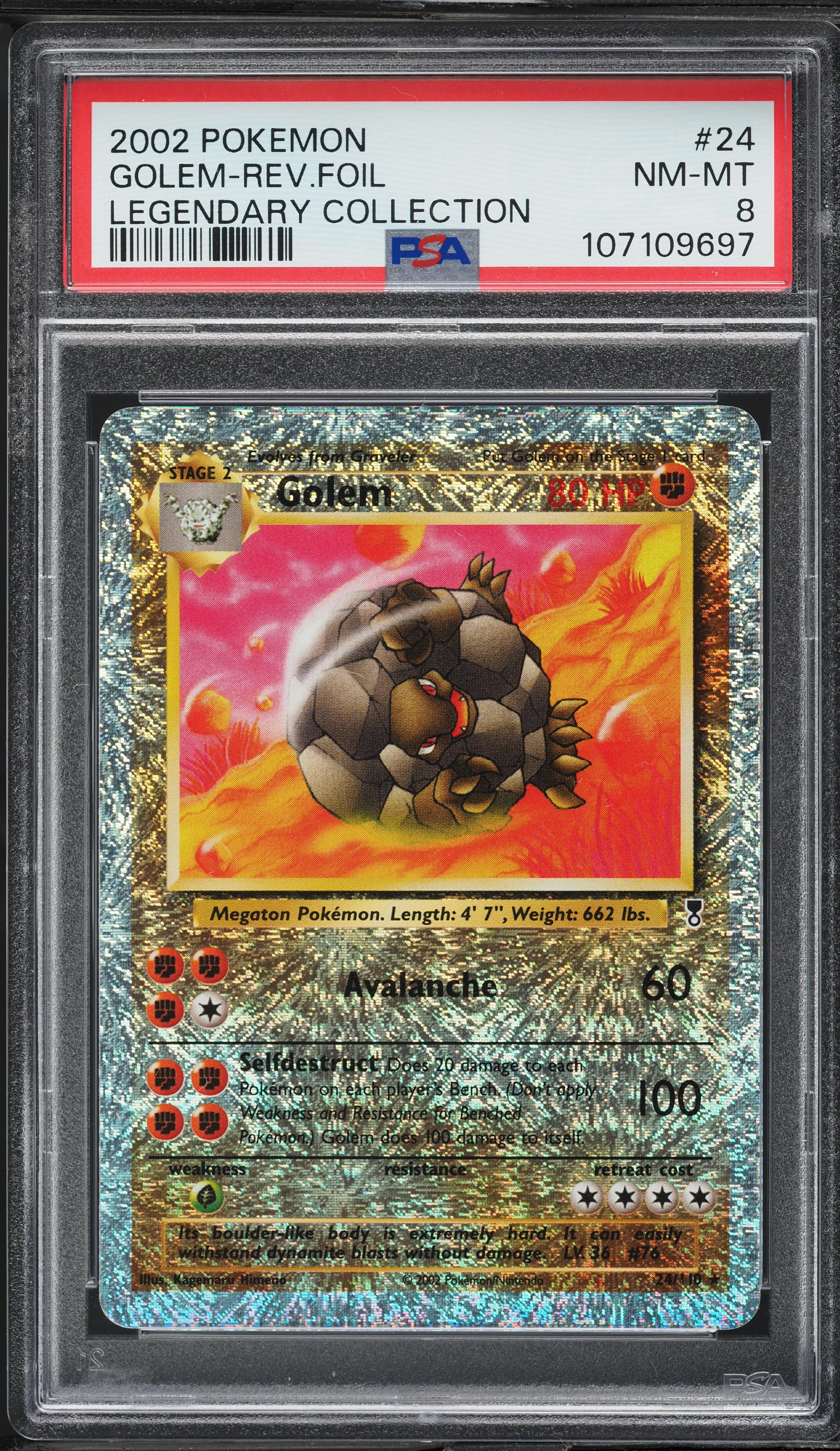 2002 Pokemon Legendary Collection Reverse Holo Golem #24 PSA 8 NM