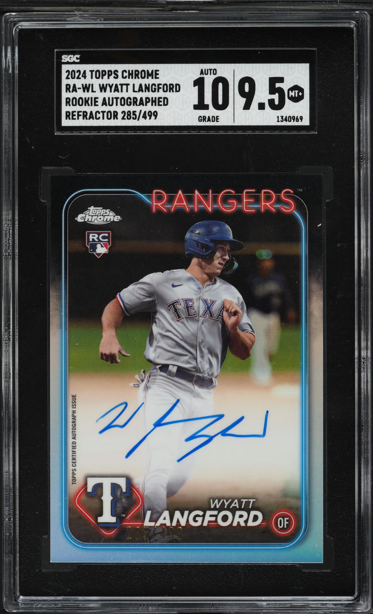 2024 Topps Chrome Refractor Wyatt Langford ROOKIE AUTO /499 #RA-WL SGC 9.5 MINT+
