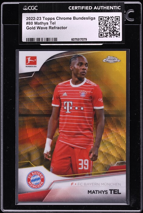 2022 Topps Chrome Bundesliga Gold Wave Refractor Mathys Tel /50