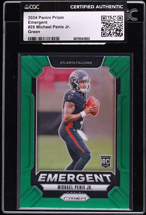 2024 Panini Prizm Emergent Green Michael Penix Jr. ROOKIE #20 CGC AUTH