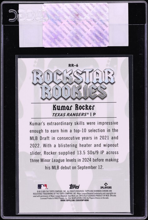 2025 Bowman Chrome Rockstar Rookies Kumar Rocker ROOKIE #RR-6 CGC AUTH ...