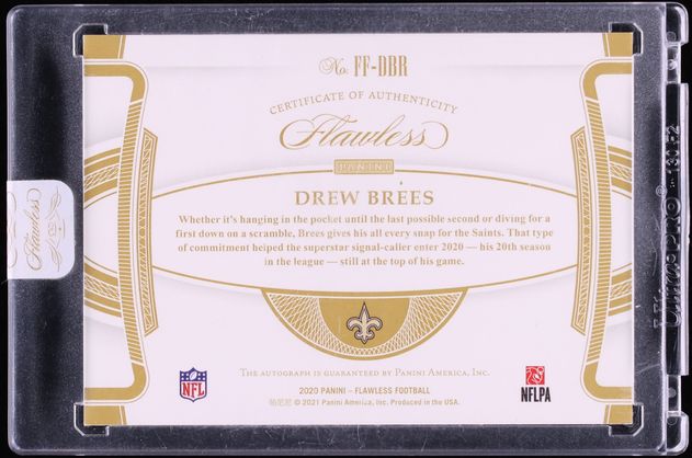 2020 Panini Flawless Flyers Gold Drew Brees AUTO /10 #FF-DBR