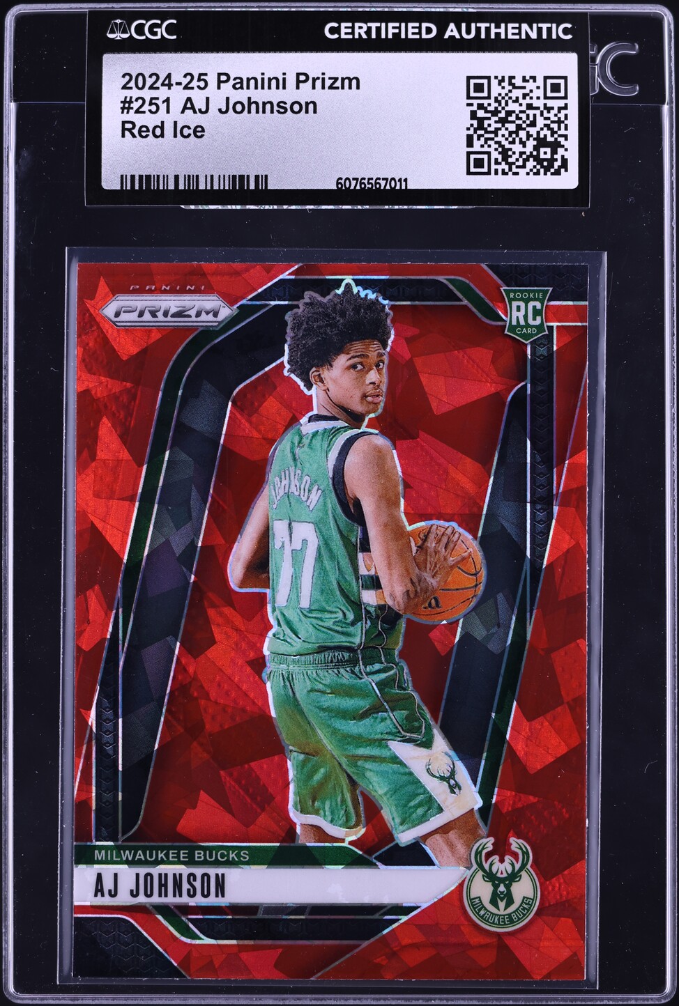 2024 Panini Prizm Red Ice AJ Johnson ROOKIE #251 CGC AUTH on