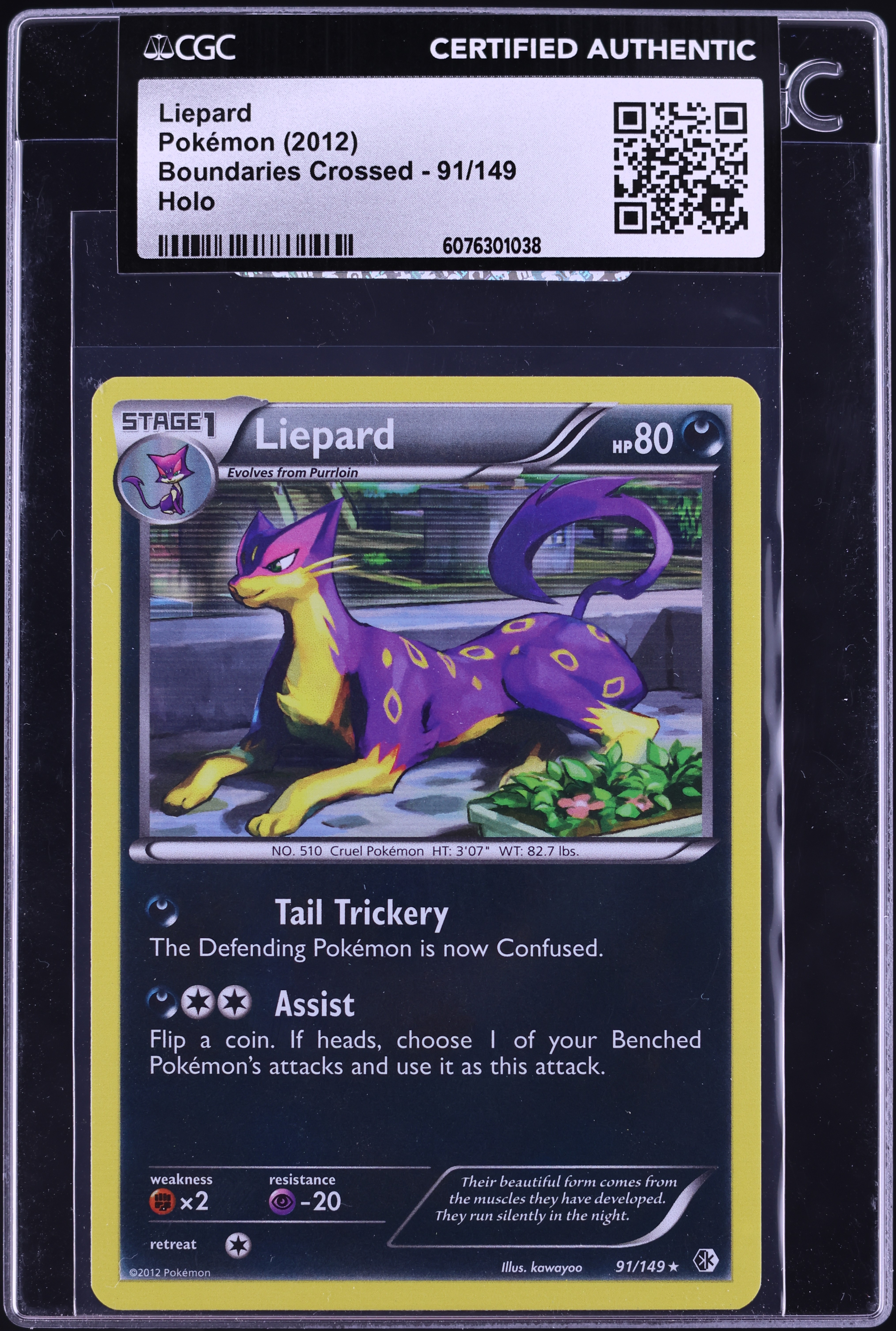 2012 Pokemon Black & White Boundaries Crossed Holo Liepard #91 CGC
