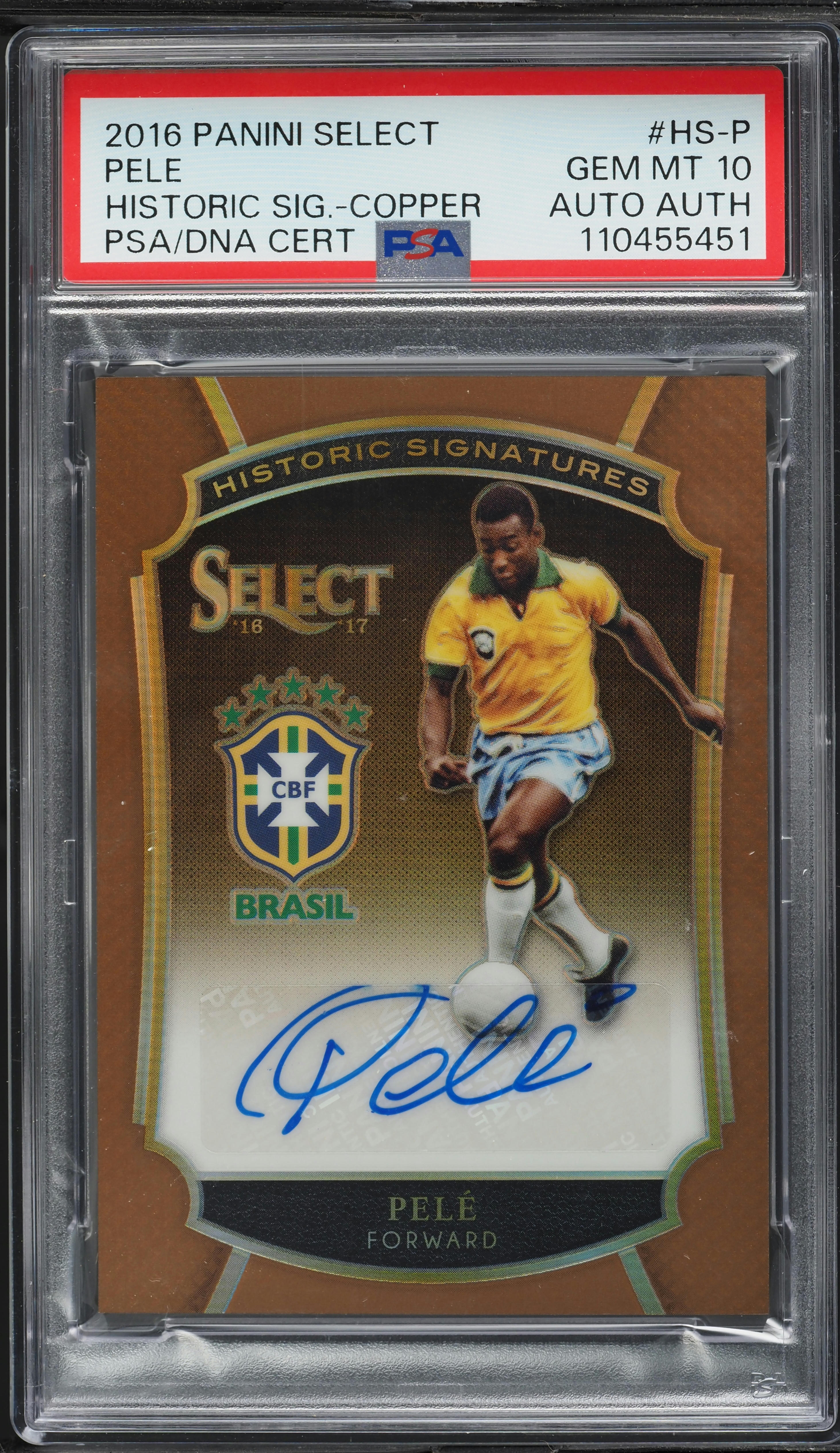 2016 Select Historic Signatures Copper Pele AUTO /15 #HS-P PSA 10