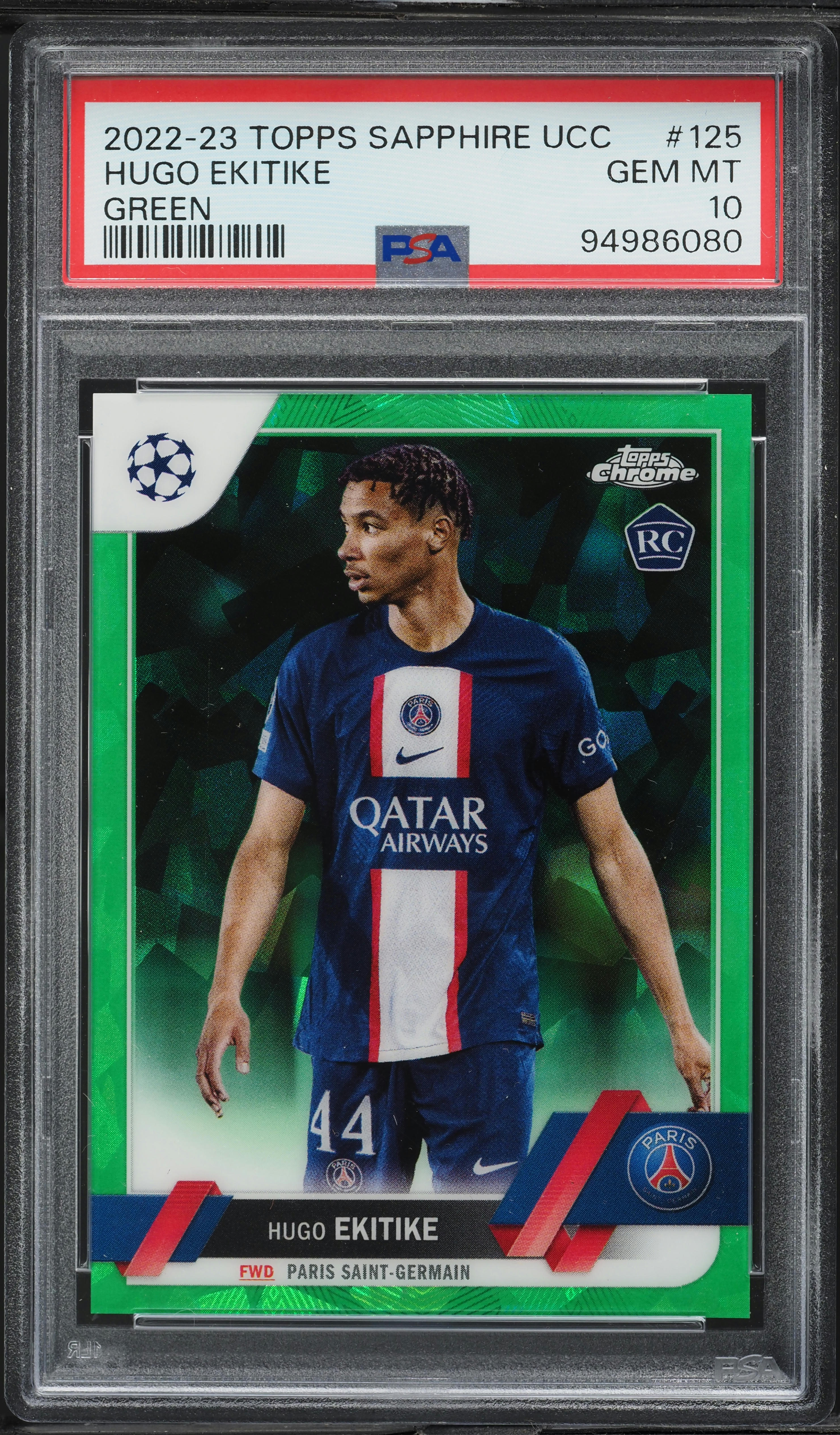 2022 Topps Chrome Sapphire Edition UEFA CC Green Hugo Ekitike