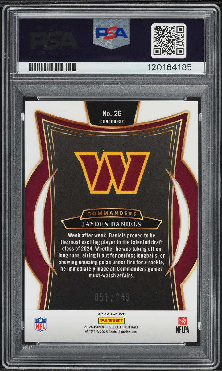 2024 Panini Select Blue Prizm Jayden Daniels ROOKIE /249 #26 PSA 10 GEM MINT